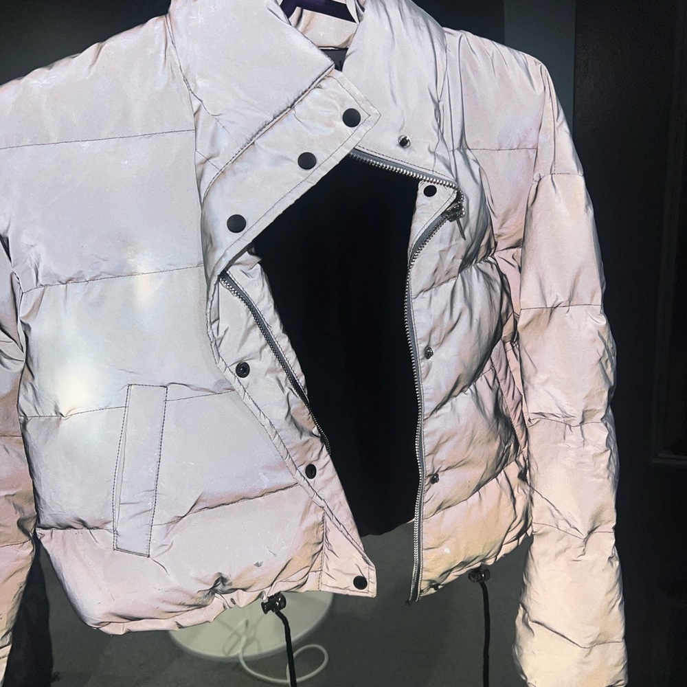 reflective cropped puffer jacket